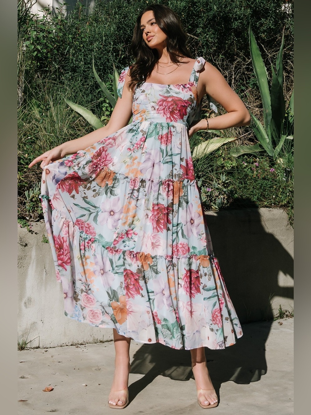 Baltic Born Anita maxi dress light blue floral print sz med - Picture 2 of 12